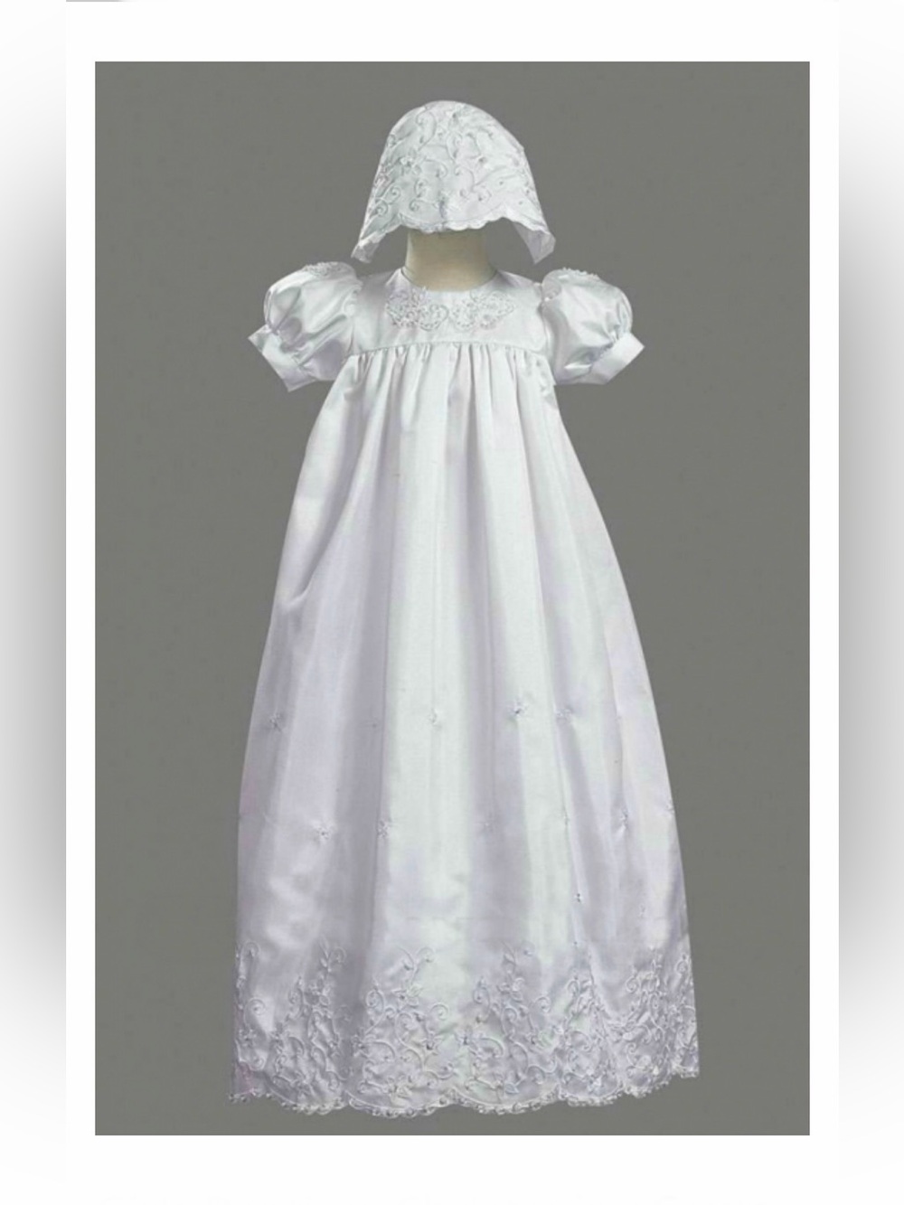 NWT🏷️Lito Children's Wear White Girl👧🏻Christening✝️Beaded Gown👗&Hat Sz L